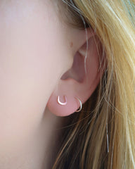 Tiny Rose Gold Horseshoe Stud Earrings - 3134