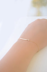 Simple gold curved bar bracelet - gold bracelet with bar - dainty gold bracelet - 2102