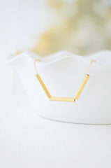 Gold bar trio gold necklace - modern geometric gold jewelry - 1150