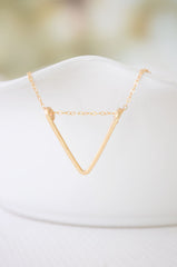 Sterling Silver triangle necklace - simple silver or gold geometric arrow necklace - 1135