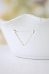 Sterling Silver triangle necklace - simple silver or gold geometric arrow necklace - 1135