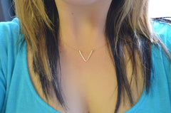 Gold triangle necklace - simple geometric arrow gold or silver necklace - 1135