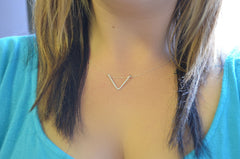 Sterling Silver triangle necklace - simple silver or gold geometric arrow necklace - 1135