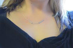 Silver bar necklace - matte silver bar trio -  geometric silver jewelry - 1150