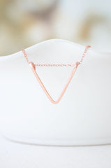 Sterling Silver triangle necklace - simple silver or gold geometric arrow necklace - 1135