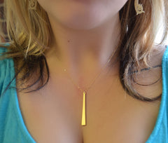 Long gold bar necklace - long gold pendant - necklace with gold bar - 1130