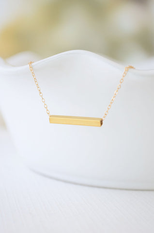 Gold bar necklace - simple bar necklace - modern gold jewelry - 1243G