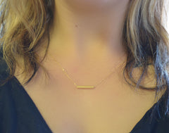 Gold bar necklace - simple bar necklace - modern gold jewelry - 1243G