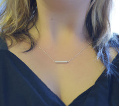 Silver Square bar necklace - simple bar necklace - modern gold jewelry - 1243S