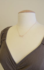 Rose gold heart outline necklace. Connected heart necklace - 1217