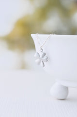 Small silver clover necklace - silver shamrock necklace - lucky silver jewelry - 1127