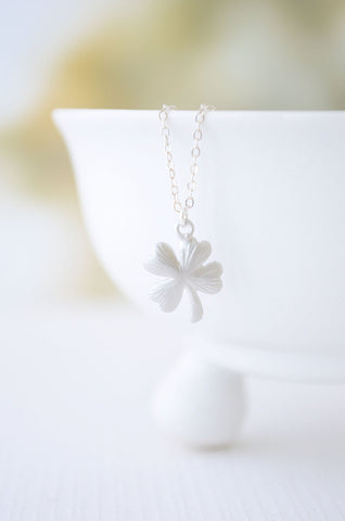 Small silver clover necklace - silver shamrock necklace - lucky silver jewelry - 1127