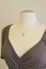 Silver button necklace - Cute silver necklace with button - 1134