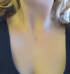 Tiny Baby Bar Necklace - Gold necklace with brass bar - 1246
