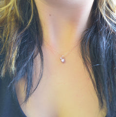 SALE - Blush pearls on rose gold necklace - double pearl necklace - simple pearl jewelry - 1136