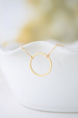 Simple circle necklace - gold circle necklace - 1131