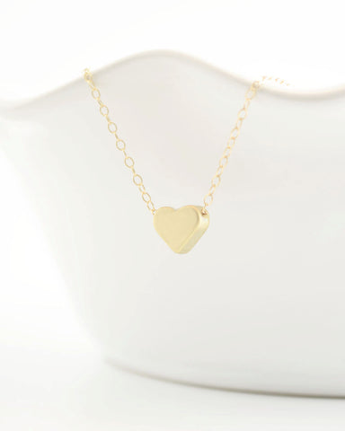 SALE 40% off  Tiny gold heart necklace - gold necklace - little dainty jewlery - 1116