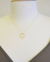 Circle pendant - asymmetrical gold or silver circle necklace - 1214