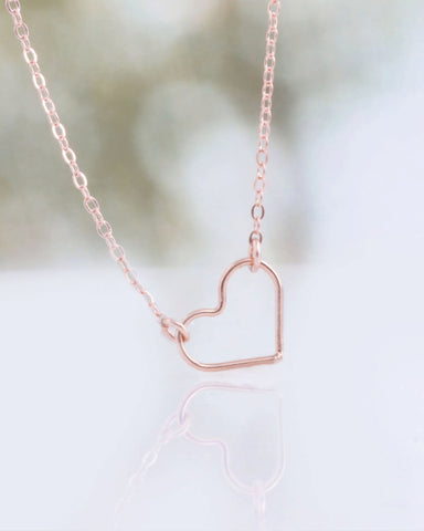 Heart necklace - Heart outline - silver gold and rose gold modern jewelry- 1251