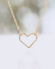 Heart necklace - Heart outline - silver gold and rose gold modern jewelry- 1251