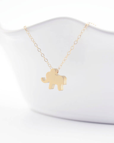 Tiny Gold Elephant Necklace - Gold filled chain with elephant charm - 1112