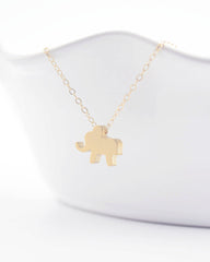 Tiny Gold Elephant Necklace - Gold filled chain with elephant charm - 1112
