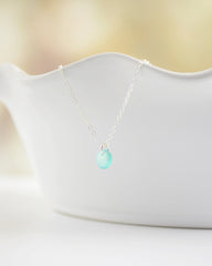 Tiny beach glass necklace - color dot necklace - 1152