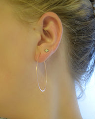 Large hammered rose gold hoops - silver pink gold hoops - teardrop hoops - 3103