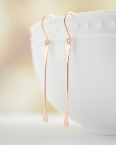 Dangly Simple Rose Gold Earrings - 3136