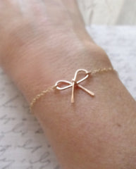 Bow bracelet - rose gold, gold or silver bow bracelet - 2111