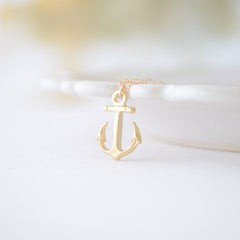 Anchor Pendant Necklace - Rose Gold, Silver, Gold Anchor - 1169