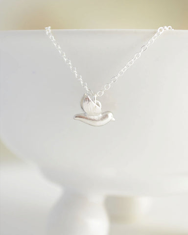 Tiny silver bird necklace 2 - little bird charm on sterling silver necklace - 1129