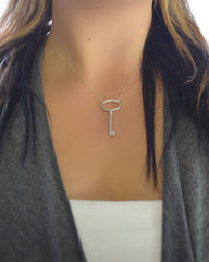 SALE 20% off - Silver Key Necklace - sterling silver necklace with key - 1155