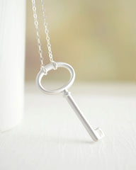 SALE 20% off - Silver Key Necklace - sterling silver necklace with key - 1155