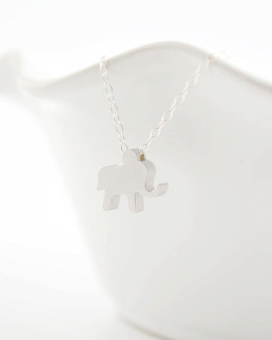 Silver necklace with elephant - lucky elephant necklace - tiny silver elephant - 1112