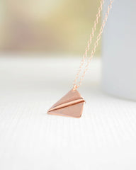 Rose gold paper airplane necklace - rose gold airplane necklace - 1162