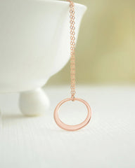 Circle pendant - asymmetrical gold or silver circle necklace - 1214