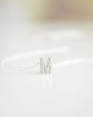 Tiny silver letter necklace - Silver initial necklace - 1101