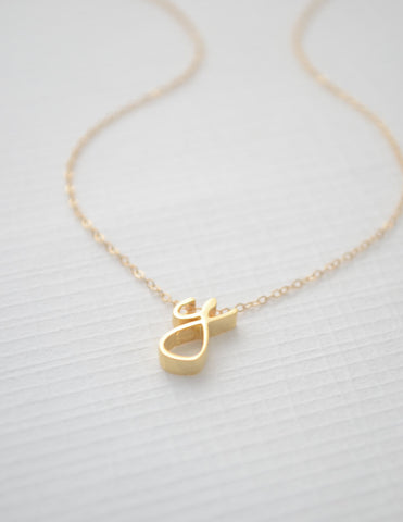 New gold initial pendant - Cursive initial gold necklace - 1160