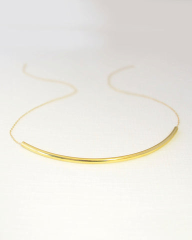 Statement gold bar necklace - large gold simple bar necklace - 1254