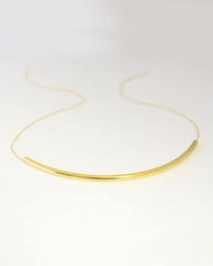 Statement gold bar necklace - large gold simple bar necklace - 1254