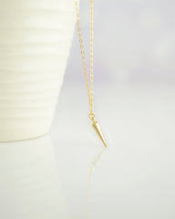 Tiny Gold Spike Necklace - gold filled necklace with gold cone pendant- 1263