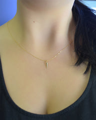 Tiny Gold Spike Necklace - gold filled necklace with gold cone pendant- 1263