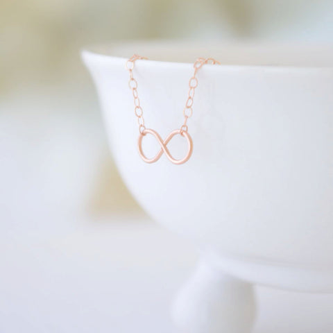 Tiny handmade rose gold infinity necklace - handmade infinity necklace - 1223