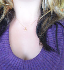 Tiny Snowflake Necklace - Silver necklace with snow crystal charm - 1253