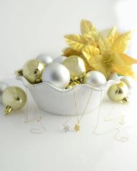 Tiny Snowflake Necklace - Silver necklace with snow crystal charm - 1253