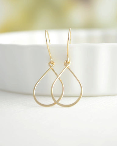 Gold Raindrop Earrings - gold filled teardrop dangle earrings - 3140