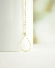 Rose Gold Raindrop Necklace - Rose gold filled teardrop necklace - 1264