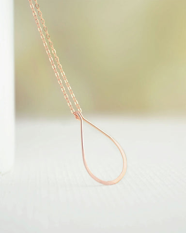 Rose Gold Raindrop Necklace - Rose gold filled teardrop necklace - 1264