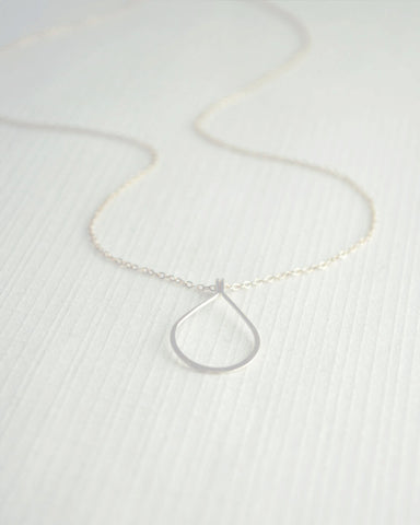 Silver Raindrop Necklace - Sterling Silver teardrop necklace - 1264